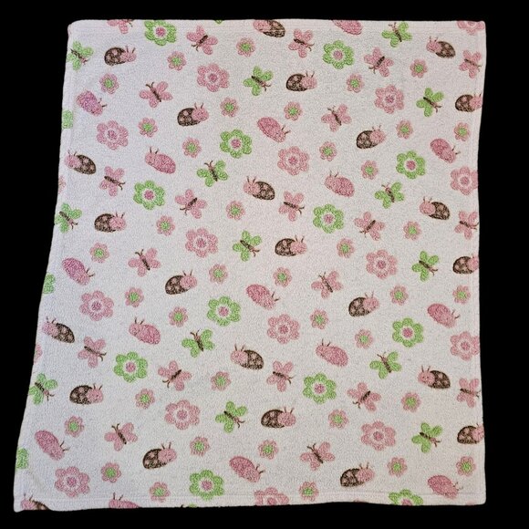 Baby Gear Light Pink Baby Blanket Butterfly Flower Ladybug Pastel Well Loved - Picture 9 of 10